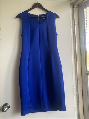 Calvin Klein Size 10 Women's Sleeveless Sheath Dress in Royal Blue